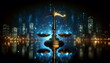 © Artiroz - A Conceptual of Balancing Justice, A Glimpse into the Futuristic Legal Landscape. Skyscraper background