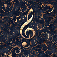 Wall Mural - music clef note as background on a seamless tile, ai generated