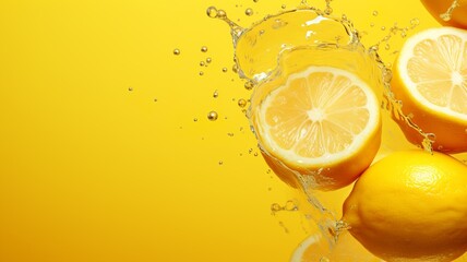 Wall Mural - Lemons in water, abstract background.
