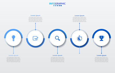 Aufkleber - Infographic template for business. Modern Timeline infograph with 5 steps.