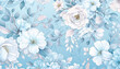 Seamless pattern with white and blue flowers in vintage style