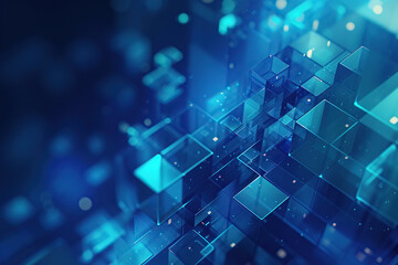 horizontal image of an abstract futuristic cyberspace blue transparent background generative ai
