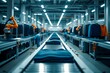 Industrial Robots Sorting Textiles on Automated Production Line
