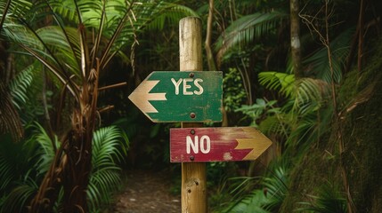 Decision Making Signpost with Yes No Directions in Forest