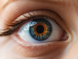 Generative KI blaues Auge einer Frau in Nahaufnahme Makro