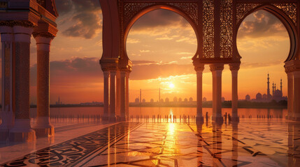 mosque at sunset