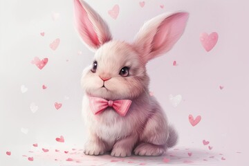 Wall Mural - rabbit with pink bow