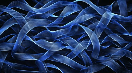 Abstract background of glowing blue mesh or interwoven lines on a dark background