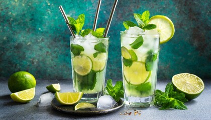 cocktail two cold mojitos