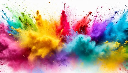 Wall Mural - colorful rainbow holi paint color powder explosion with bright colors white wide panorama background