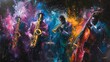 Colorful Painting of Jazz Musicians Performing with Passion