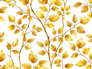 Wall Mural - vibrant yellow leaf branches on a pure white background, natural design. generative ai