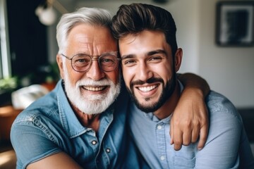 Father and son bonding at home with love and happiness.