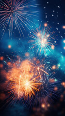 Wall Mural - Fireworks festive holidays celebration concept.