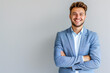© Oksana - Portrait of Handsome smiling man in suit isolated on light background