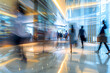 © Hunman - Business people at work in a busy luxury office space, blurred motion.