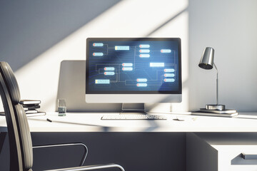 Wall Mural - abstract creative coding concept on modern laptop screen. 3d rendering