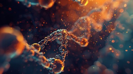Closeup glimpse into molecular structures. Macro DNA molecules structure of genetic code. 
