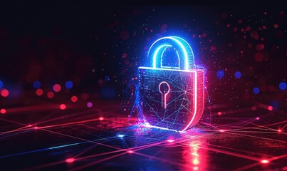 Wall Mural - cyber security data protection online computer network and personal privacy user access key protect 