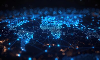 Wall Mural - abstract world map, concept of global network and connectivity, international data transfer and cybe