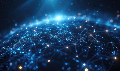 Wall Mural - a technology background blockchain connected by ai around the globe photo fo twiitter or linkedin ba