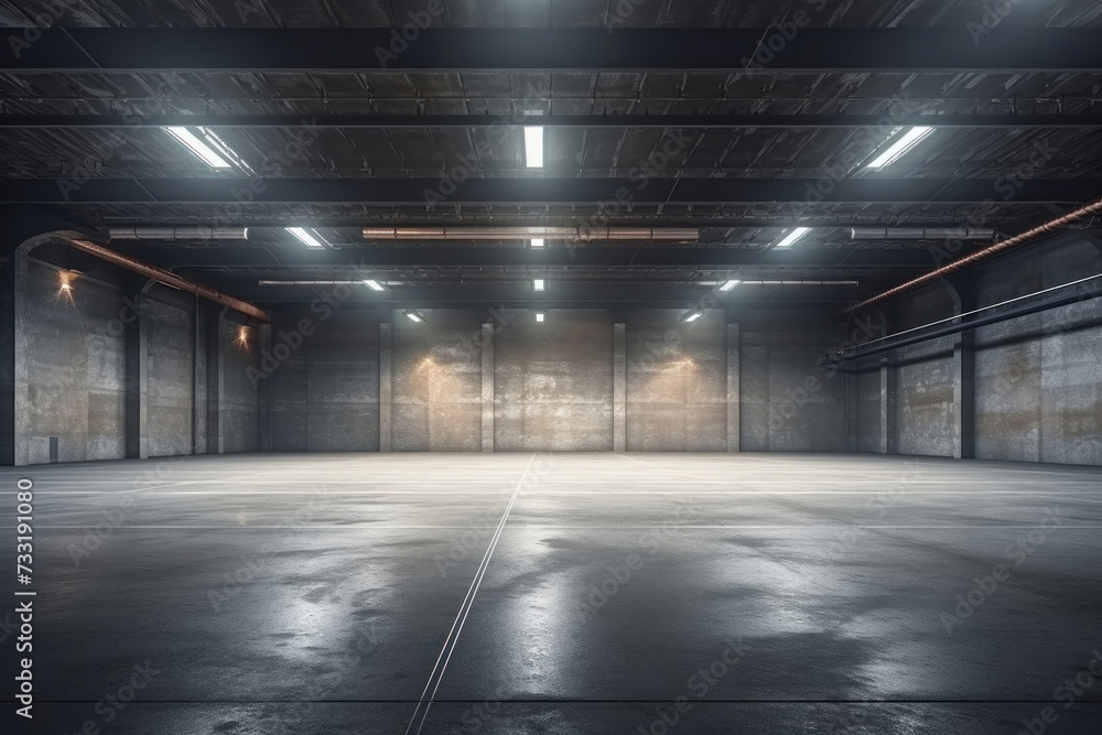 Empty floor, interior of industrial, commercial building. Construction ...
