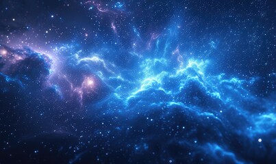 Wall Mural - Space background with stardust and shining stars. Realistic colorful cosmos with nebula and milky way. Blue galaxy background. Beautiful outer space. Infinite universe