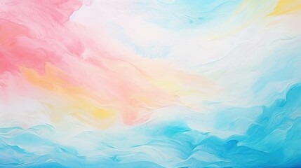 Canvas Print - Watercolor pale background. Blue, pink and yellow colors.