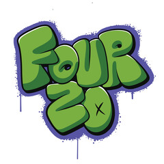 Four 20 slogan, graffiti bubble shaped for t-shirt print design