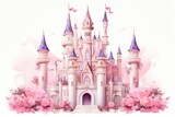 A wonderful cute princess castle in a fairytale style, a wonderful cute princess castle in a fairytale style, pink design. Ai generated