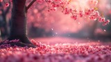 Fototapeta  - Drzewo z różowymi kwiatami w parku