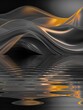 gold and silver grey creative pattern and rippled and reflection design