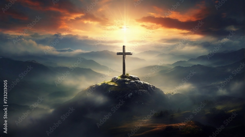 Holy cross symbolizing the death and resurrection of jesus christ with ...