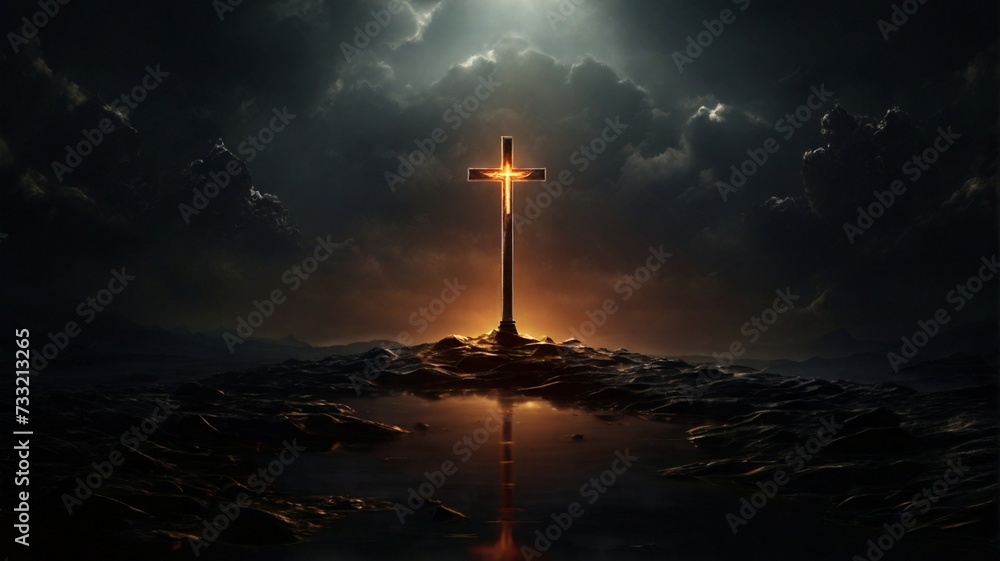 Holy cross symbolizing the death and resurrection of jesus christ with ...