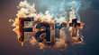 Fart - graphic banner with smelly explosion and burning word in fire