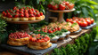 Luxurious food service Appetizers and desserts are served at restaurants or formal dinners in a classic English style.