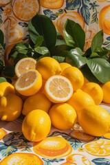 Poster - A neat arrangement of lemons forming a pile on top of a table.