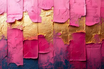 Poster - An artwork featuring a painting with pink and gold paint.