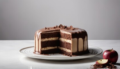 Canvas Print - A slice of chocolate cake on a plate