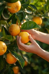 Poster - Person Picking Oranges From a Tree