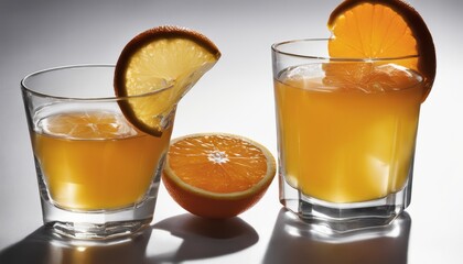 Canvas Print - Two glasses of orange juice with orange slices