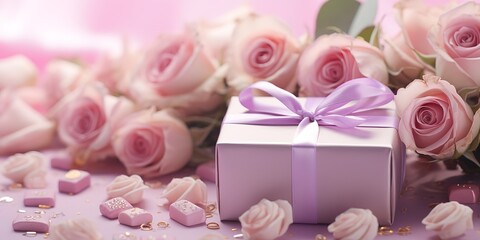 Gifts with nice ribbons are simple and elegant, there is empty space for greeting text, wallpaper, posters, advertisements, etc., if you don't have enough choices, please click