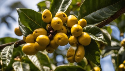 Canvas Print - A bunch of yellow fruits hanging from a tree