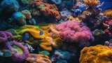 Fototapeta Do akwarium - Coral Reefs Alive: Colorful Marine Life Thriving in a Vibrant Coral Reef.