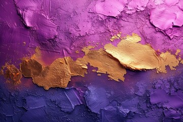 Leinwandbilder - Abstract textured art with purple gold layers.
