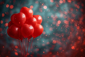 Canvas Print - A vibrant bunch of red balloons floats gracefully in the air.