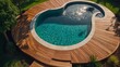 Modern Stylish Design of round edge Swimming pool with sitting zone, gardening, stairs, and modern shape for vacation, leisure and family times