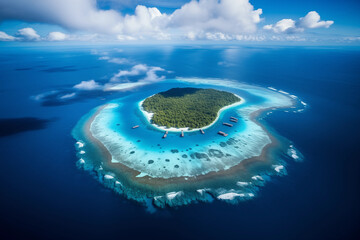 Wall Mural - Tropical atoll island in ocean