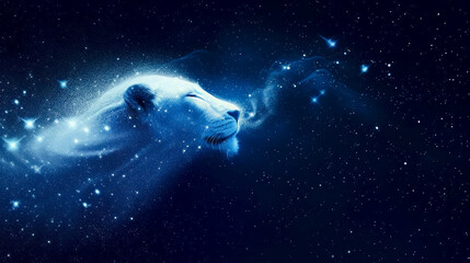 Wall Mural - Celestial lioness, blue shining ghost