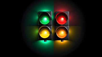 traffic light icon clipart isolated on a black background. 